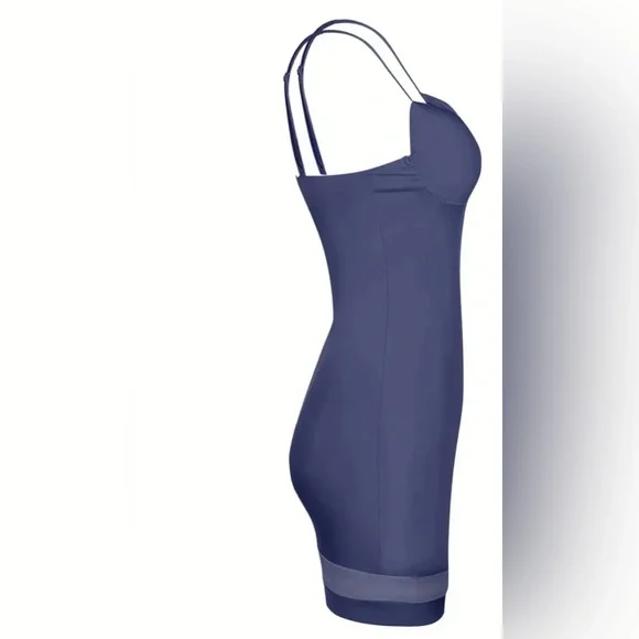 Bodycon Cami Solid Color Dress Sheer Detail - Picture 4 of 4
